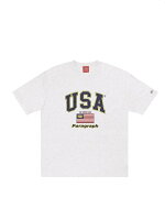 正規品【 PARAGRAPH 029 USA ARCH LOGO TEE 】 パラグラフ Tシャツ 半袖 半袖トップス ロゴT カラーT 刺繍T オーバーサイズ ビッグシルエット Pressing pressing プレッシング プレッシングウェブショップ