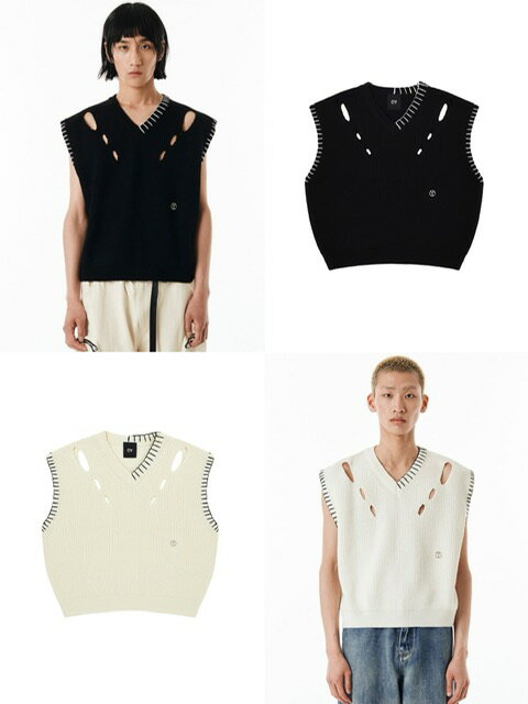 ブランド紹介「OY」は、代表兼デザイナーのキム・ビョンジュン氏が2016年に始めた韓国発のストリートブランド。設立1年目からストリートで爆発的にヒットし、本国でも注目される有名ブランドに成長しました。 EXOやBTSといった人気アイドル・アーティストも頻繁に着用しています。 ヒットのきっかけとなったリングモチーフや、他ブランドと差別化されたモードストリートな雰囲気のアイテムが揃う勢いのあるブランドです。サイズ/寸法フリー 平置き採寸(cm) 肩幅：53 身幅：60 着丈：58 ブラック184cm アイボリー182cmカラーアイボリー ブラック素材/材質ウール50% ナイロン30% レーヨン10% ポリエステル10%注意〜取り扱いの商品に関して〜 当店で取り扱っております商品は、ブランド側と直接契約を交わした上で、輸入(仕入れ)をしておりますので、すべて正規品です。全ブランド公認の正規販売店でございます。国内にて検品・管理・発送を行っております。 〜再入荷に関して〜 ブランドから直接商品の買い付けをしております為 再入荷までにお時間を頂戴する場合がございます。予め、ご了承頂けますようお願い申し上げます。 〜ラッピングに関して〜 ラッピングをご希望の場合、買い物カゴにて選択をお願い致します。 領収書や納品書等は同梱致しませんので予めご了承ください。 複数点ご注文でそのうち何点かをラッピングご希望の場合、商品をご指定いただきその旨を備考欄にご記載ください。 1ラッピングにつき1枚お渡し用の袋を同梱させていただきます。 (ラッピングのサイズによりこちらでお渡し用の袋のサイズは決めさせていただきます。お渡し用の袋のサイズ指定はできませんので予めご了承ください。) 〜配送方法に関して〜 佐川急便 / 日本郵便が選択可能ですが、お住まいの地域によってはご希望とは異なる配送会社を使用する場合がございます。予めご了承くださいませ。その他商品説明モニターの都合上、掲載写真と実際の色が異なる場合がございます。 この商品は当店実店舗でも販売しております。在庫数の更新は随時行っておりますが、お買い上げいただいた商品が、品切れになってしまうこともございます。その場合、お客様には必ず連絡をいたしますが、万が一入荷予定がない場合は、キャンセルさせていただく場合もございますことをあらかじめご了承ください。検索ワードOY オーワイ 韓国 韓国ブランド 韓国ファッション 原宿系 原宿ファッション スケーター スケーターファッション ストリート ストリートファッション ビッグシルエット オーバーサイズ ベスト ニット ニットベスト ニットアイテム スリット スリットニット スリットベスト アイボリー ブラック 春服 夏服 秋服 冬服 クルーネック レイヤード 重ね着 Pressing pressing プレッシング プレッシングウェブショップ vandy the pink tripp nyc unknown london oy supplier unknown ガルフィー ガルフィ paragraph パラグラフ