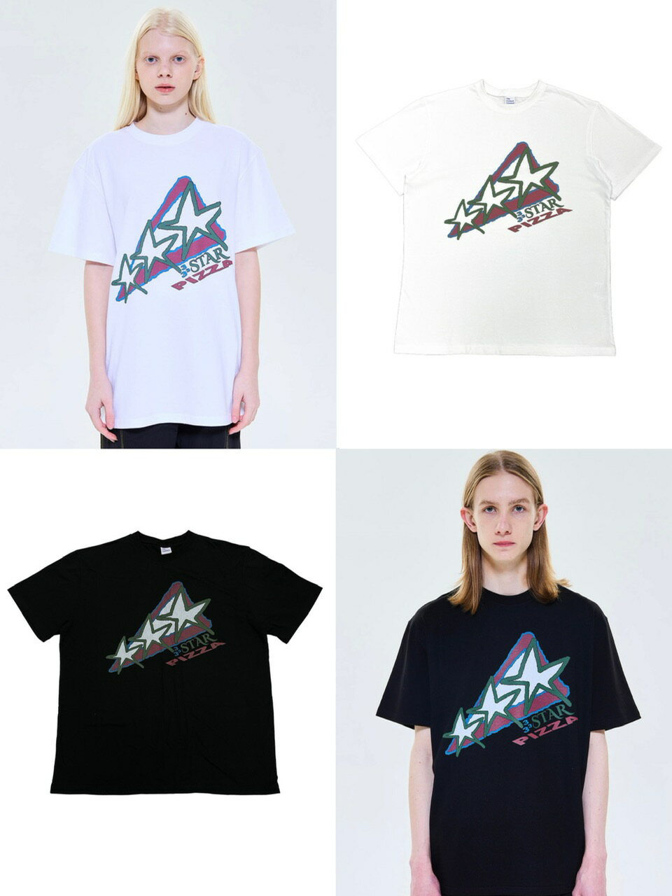 正規品 【 THECOLDESTMOMENT TCM 3star pizza T 】 ザコールディストモーメント トップス Tシャツ シンプルT ブラックT ホワイトT 黒T 白T 半袖 半袖トップス プリントT Pressing pressing プレッシング プレッシングウェブショップ