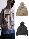 正規品【 AJOBYAJO Gun Shot Washed Hoodie 】 アジョバイアジョ トップス フーディー フード パーカー ショットガン 銃 ワンポイント プリント プリントフーディ プリントトップス 長袖 長袖トップス Pressing pressing プレッシング プレッシングウェブショップ