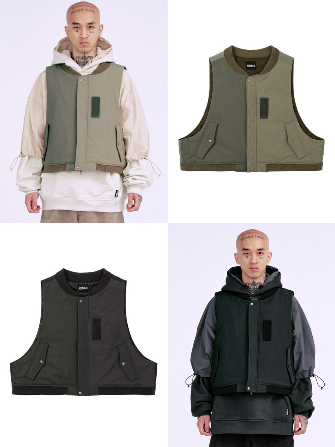 乐天商城 - 正規品【 AJOBYAJO Fourfold Nylon Mixed Bomber Vest 】 アジョバイアジョ ベスト ナイロン ナイロン生地 ナイロンベスト ボンバーベスト レイヤード 重ね着 羽織り オーバーサイズ Pressing pressing プレッシング プレッシングウェブショップ
