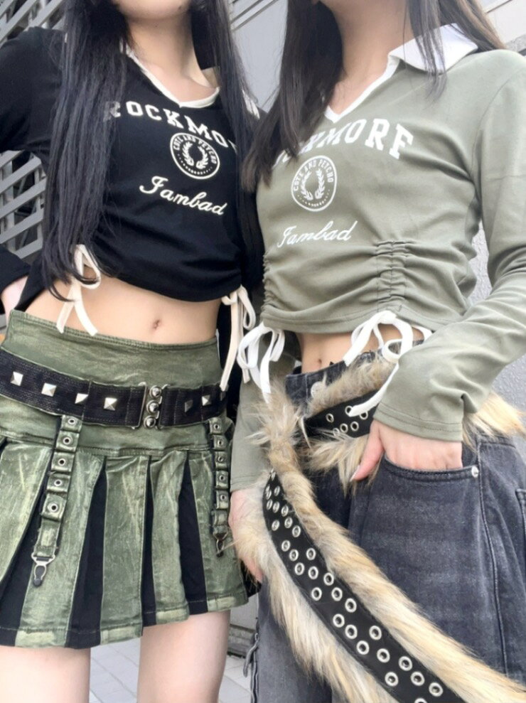 乐天商城 - 正規品【 XU shirring crop top (3color) 】 エックスユー シャーリングクロップトップス ロングスリーブティー ロンT 長袖T 長袖Tシャツ 長袖トップス Pressing pressing プレッシング プレッシングウェブショップ vandy the pink tripp nyc unknown london oy オーワイ