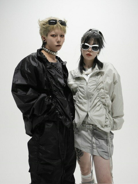 Rakuten - 正規品【 XU shirring nylon jacket (2color) 】 エックスユー シャーリングナイロンジャケット アウター デザインジャケット ナイロンジャケット Pressing pressing プレッシング プレッシングウェブショップ vandy the pink tripp nyc unknown london oy オーワイ supplier