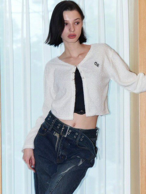 正規品【FANCY CLUB ALL SOFT HOOK CARDIGAN 】 ナスティーファンシークラブ NFC トップス カーディガン フック フックカーディガン フックボレロ ボレロ 羽織り ロゴ ロゴ刺繍 刺繍 Pressing pressing プレッシング プレッシングウェブショップ pressing-10005983 Pressing サンプル画像2