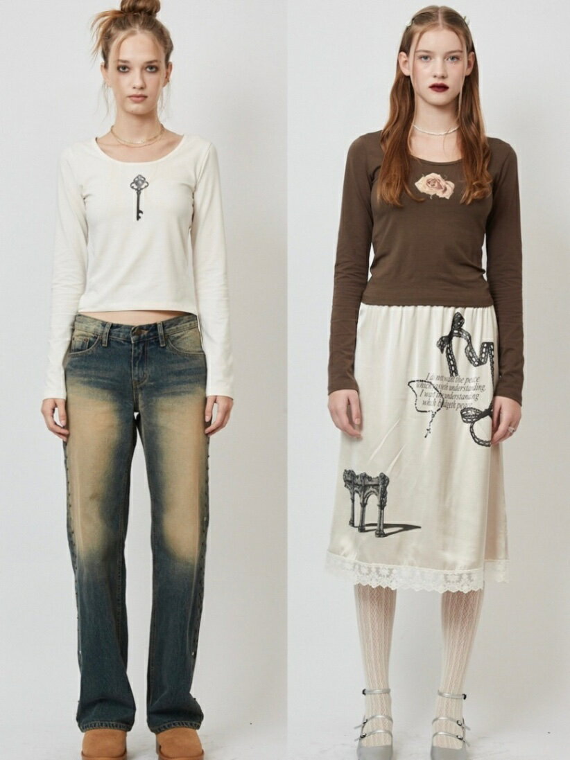 Rakuten - 正規品【 CRANK VINTAGE PRINTED TOP 】 クランク ビンテージプリントトップス トップス ロンT ロングTシャツ カラーT シンプルT プリントT 長袖 長袖トップス Pressing pressing プレッシング プレッシングウェブショップ
