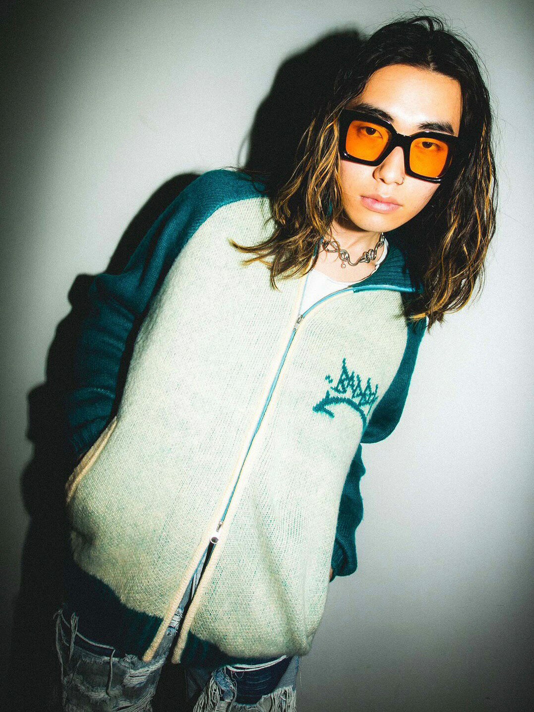 正規品 【 BADBOY MOHAIR TOUCH JQD F/Z KNIT 】バッドボーイ ニットブルゾン ニット ロゴニット ニットシャツ Pressing...