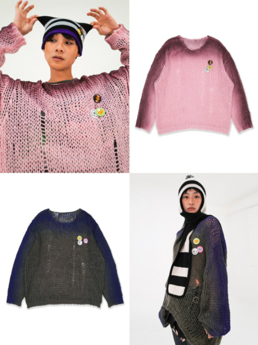 正規品【 YOUTHBATH MESH SPRAY KNITWEAR 】 ユースバス トップス ニット ニットトップス ニットウェア 長袖 長袖トップス メッシ...