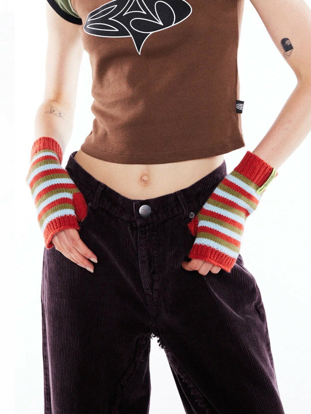 正規品 【 Basic Pleasure Mode ALLEGRA GLOVES 】 ベーシックプレジャーモード グローブ 手袋 アームウォーマー ボーダー ストライプ ライン ファッション小物 ファッションアイテム 冬小物 Pressing