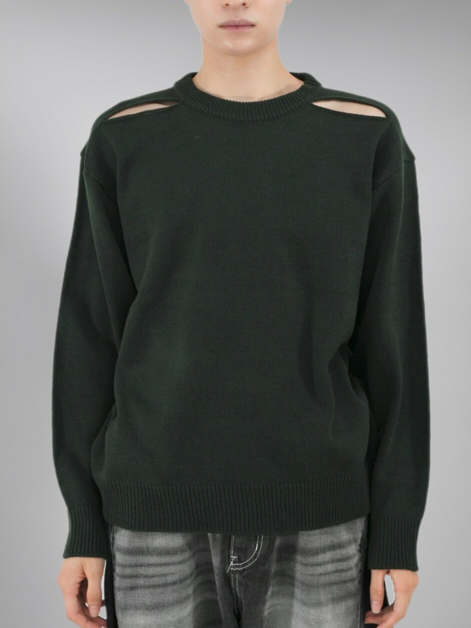 正規品【 Chikashitsu + shoulder slit knit (4color) 】 チカシツプラス トップス ニット ニットアイテム ニットトップ...