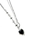 正規品【 XU black heart necklace 】 エックスユー ブラックハートネックレス クロス レイヤードネックレス アクセサリー ネックレス レイヤード シルバー Pressing pressing プレッシング プレッシングウェブショップ vandy the pink ガルフィー tripp nyc unknown london