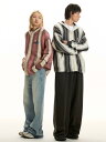 正規品【 TGNS Horse Sea Hair Gradient Striped Hooded Cardigan Sweater 】 ツーガンズ フーディーカ...