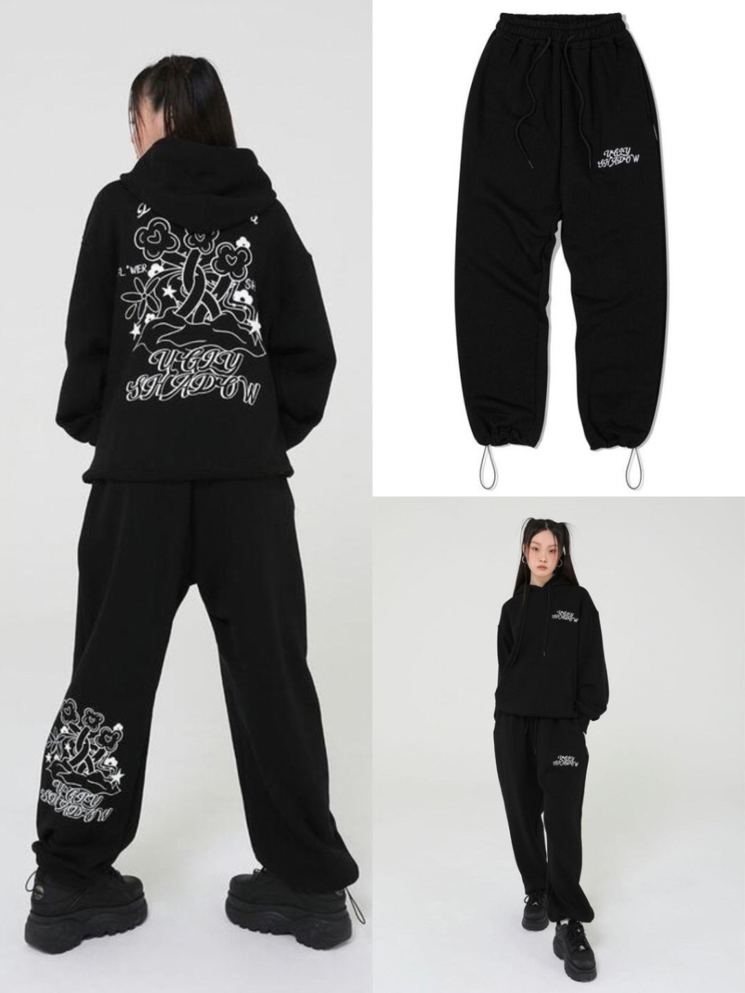 乐天商城 - 正規品【 Uglyshadow UNISEX STRANGE FLOWER PANTS 】 アグリーシャドウ アグリーシャドー ボトムス ボトム　パンツ スウェット スウェットパンツ ユニセックスパンツ セットアップ