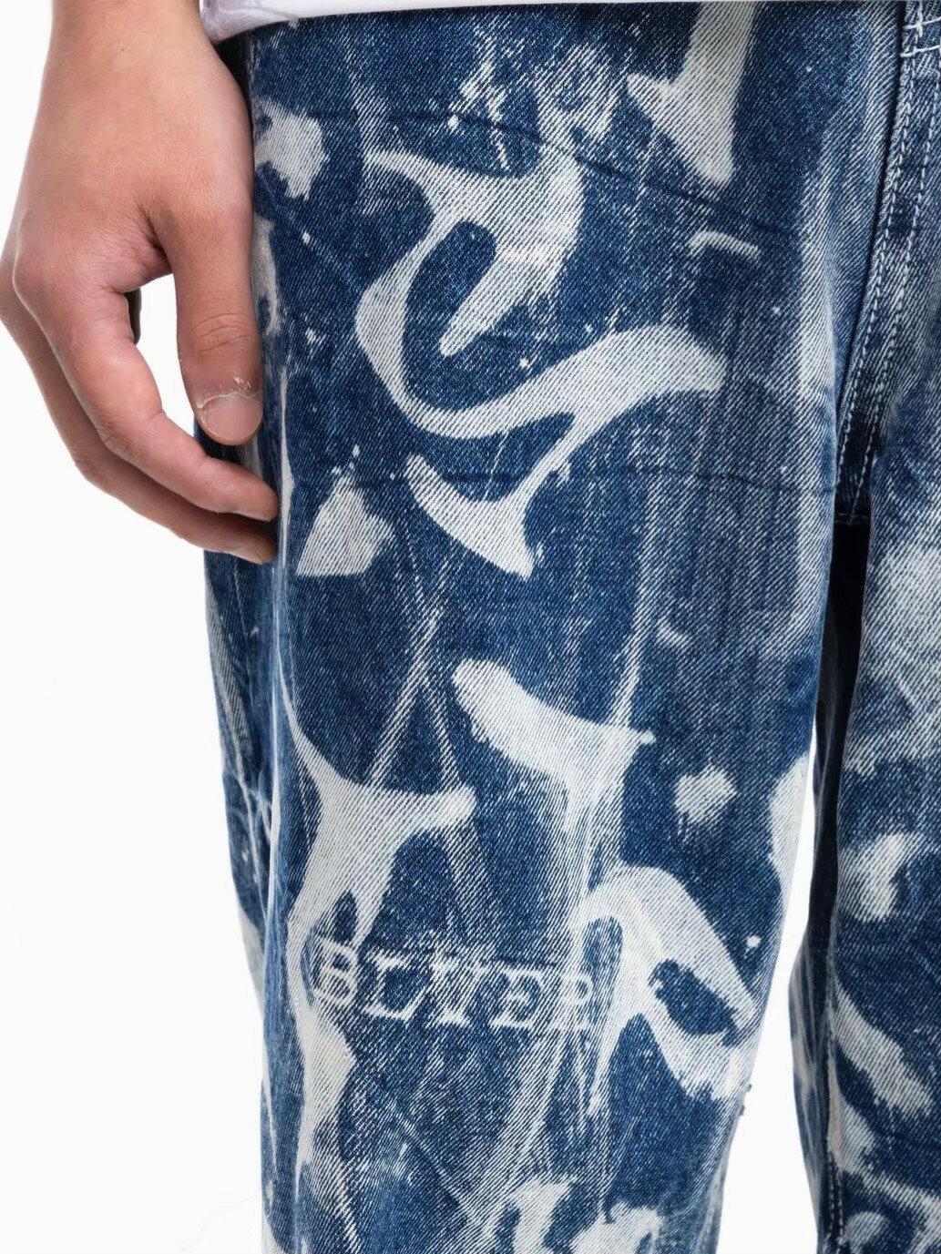 正規品【 BLR BLUER BLR LOGO BLEACHED JEANS 】 ビーエルアールブラ デニム ジーンズ ボトムス パンツ ダメージ加工 デザインパンツ Pressing pressing プレッシング プレッシングウェブショップ vandy the pink tripp nyc unknown london oy オーワイ supplier GALFY