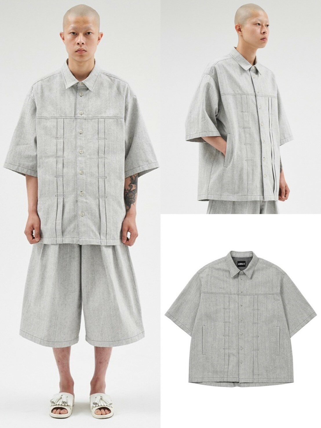 【SALE】正規品【 AJOBYAJO Denim Trucker Shirt 】 アジョバイアジョ シャツ トップス 半袖 オーバーサイズ セットアップ 別売り バラ売り Pressing pressing プレッシング プレッシングウェブショップ