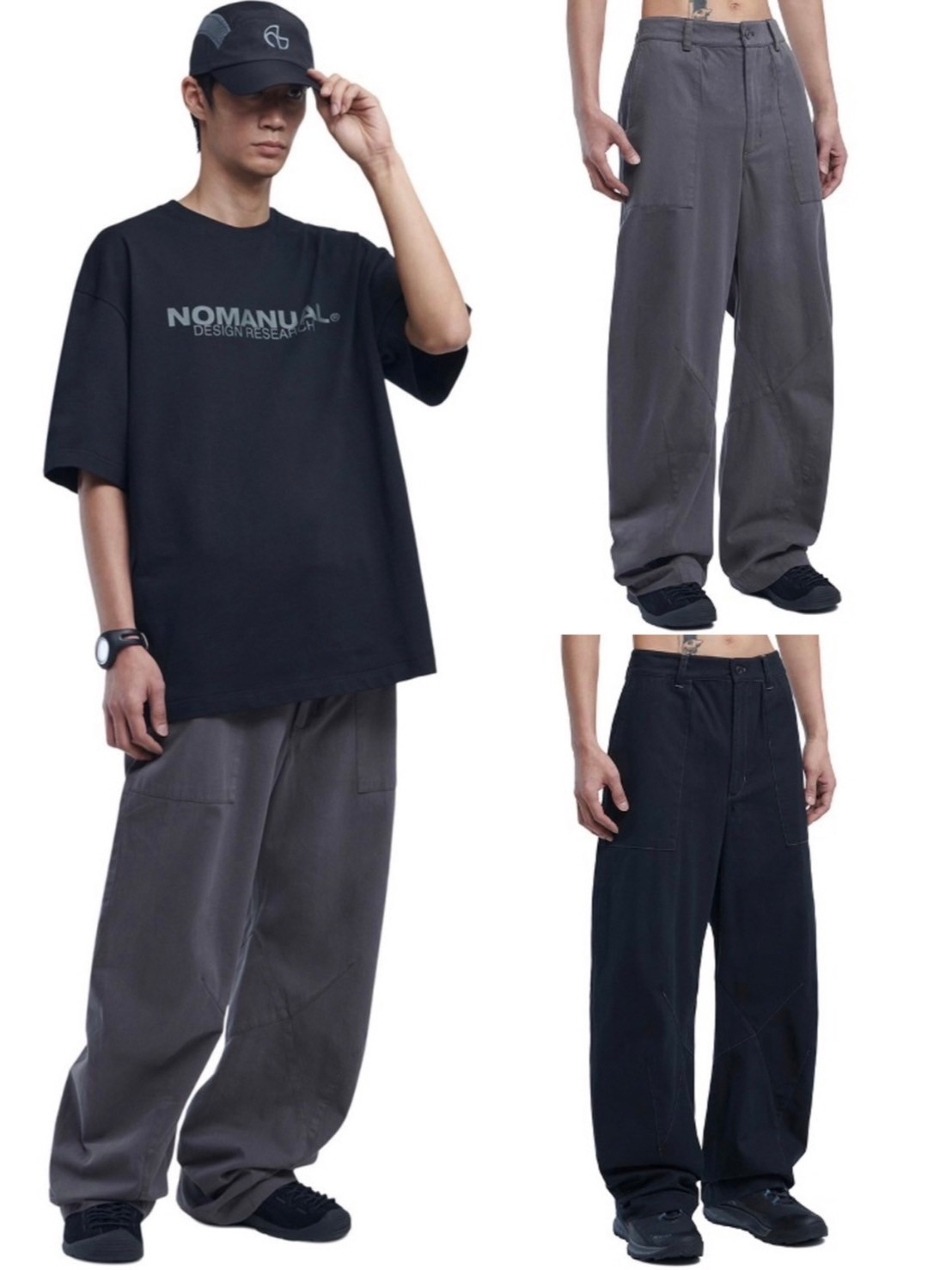 乐天商城 - 正規品【 NOMANUAL 3D CURVED PANTS 】ノーマニュアル 3Dカーブパンツ ボトムス ワイドパンツ Pressing pressing プレッシング プレッシングウェブショップ