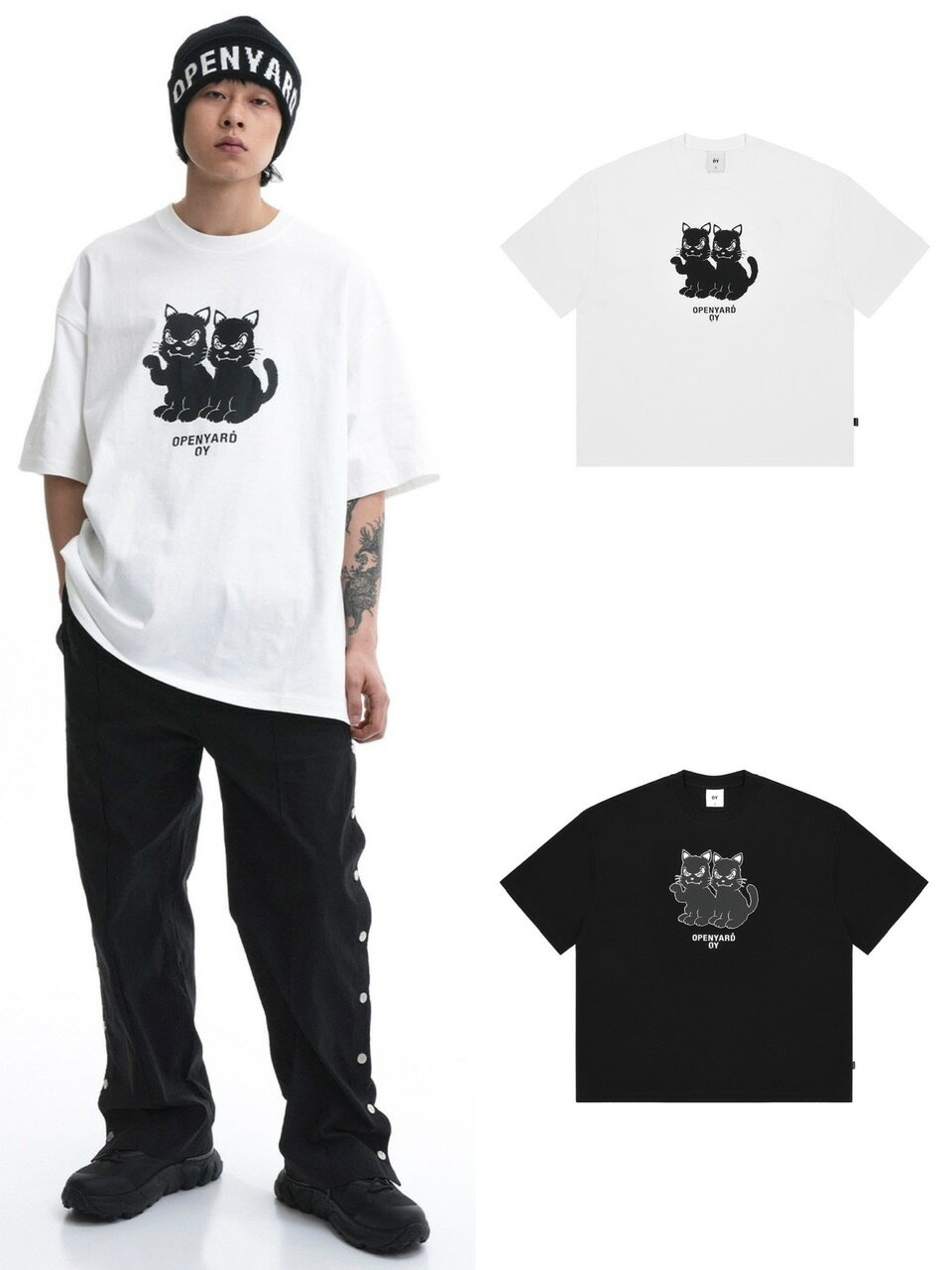 正規品【 OY TWIN BLACK CAT T 】 オーワイ Tシャツ 半袖 半袖トップス 半袖Tシャツ キャラT シンプルT ロゴT ロゴ ブランドロゴ キャットT Pressing pressing プレッシング プレッシングウェブショップ vandy the pink tripp nyc unknown london oy supplier unknown