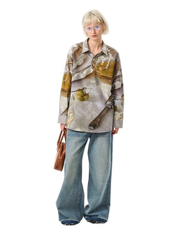 乐天商城 - 正規品【MODITEC】AFTERNOON TEA LONG SLEEVE SHIRT 長袖トップス 長袖シャツ 柄シャツ オーバーサイズ ストリートファッション