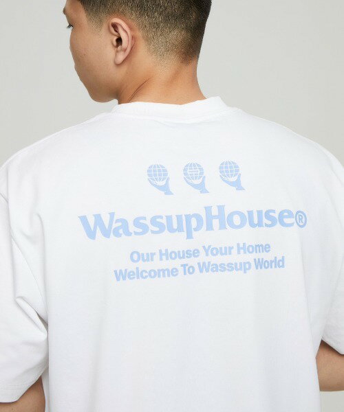 正規品【wassup】Earth Slogan Print Short Sleeve Tee 半袖トップス 半袖Tシャツ カラーTシャツ ロゴTシャツ オーバーサイズ ストリートファッション
