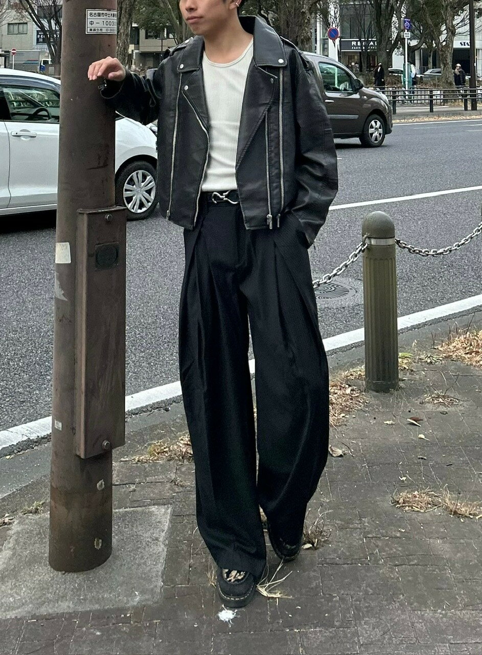 乐天商城 - 受注制【Chikashitsu +】aging wash cropped riders jacket