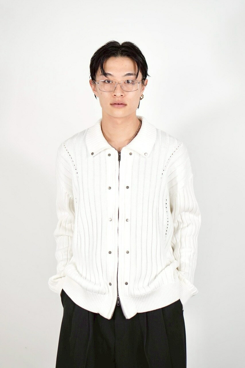 乐天商城 - 受注制【Chikashitsu +】rivet zip up knit (2color)