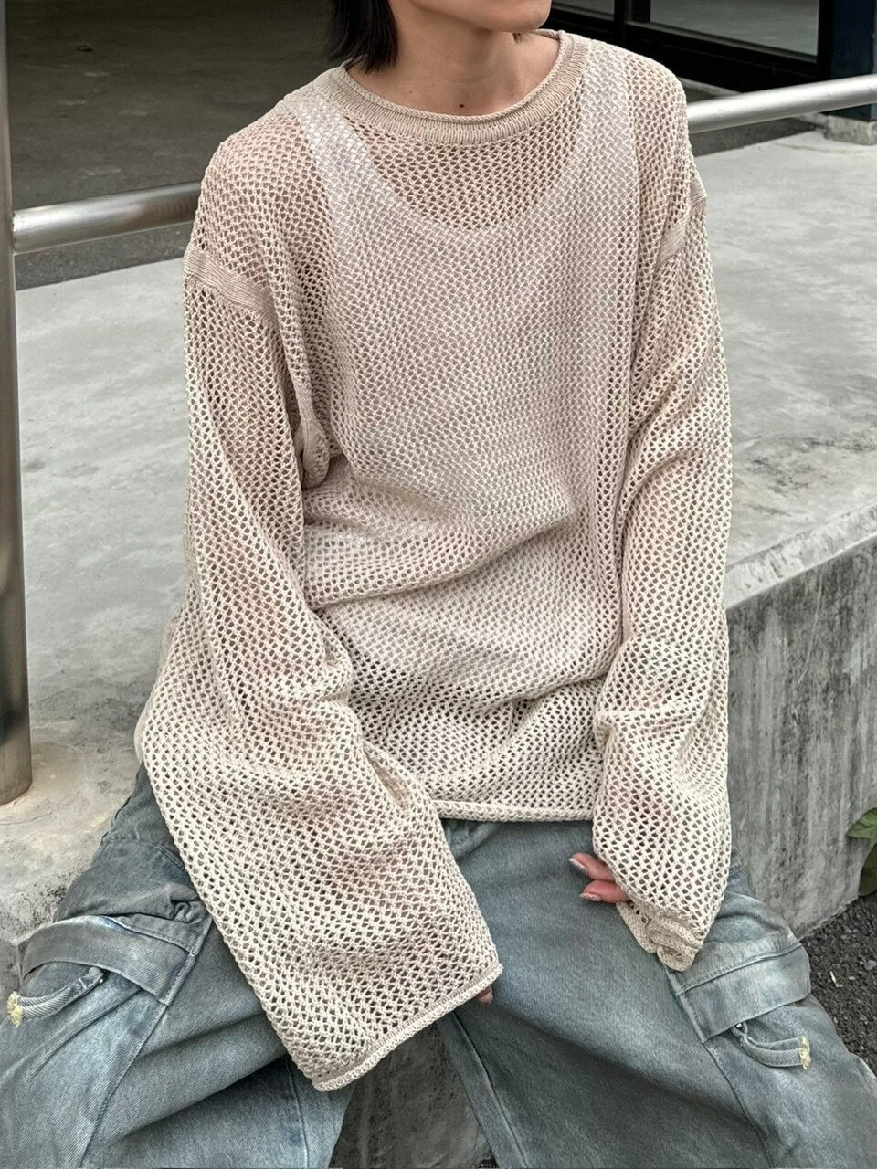 ��Chikashitsu +��oversized net summer knit