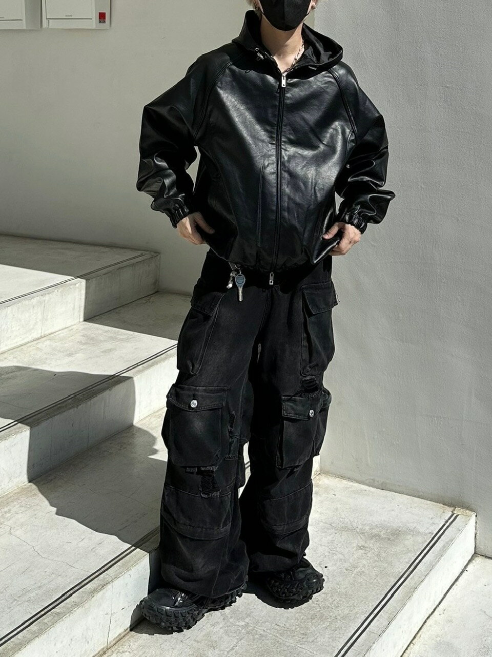 Rakuten - 【Chikashitsu +】fake leather hooded blouson (2color)