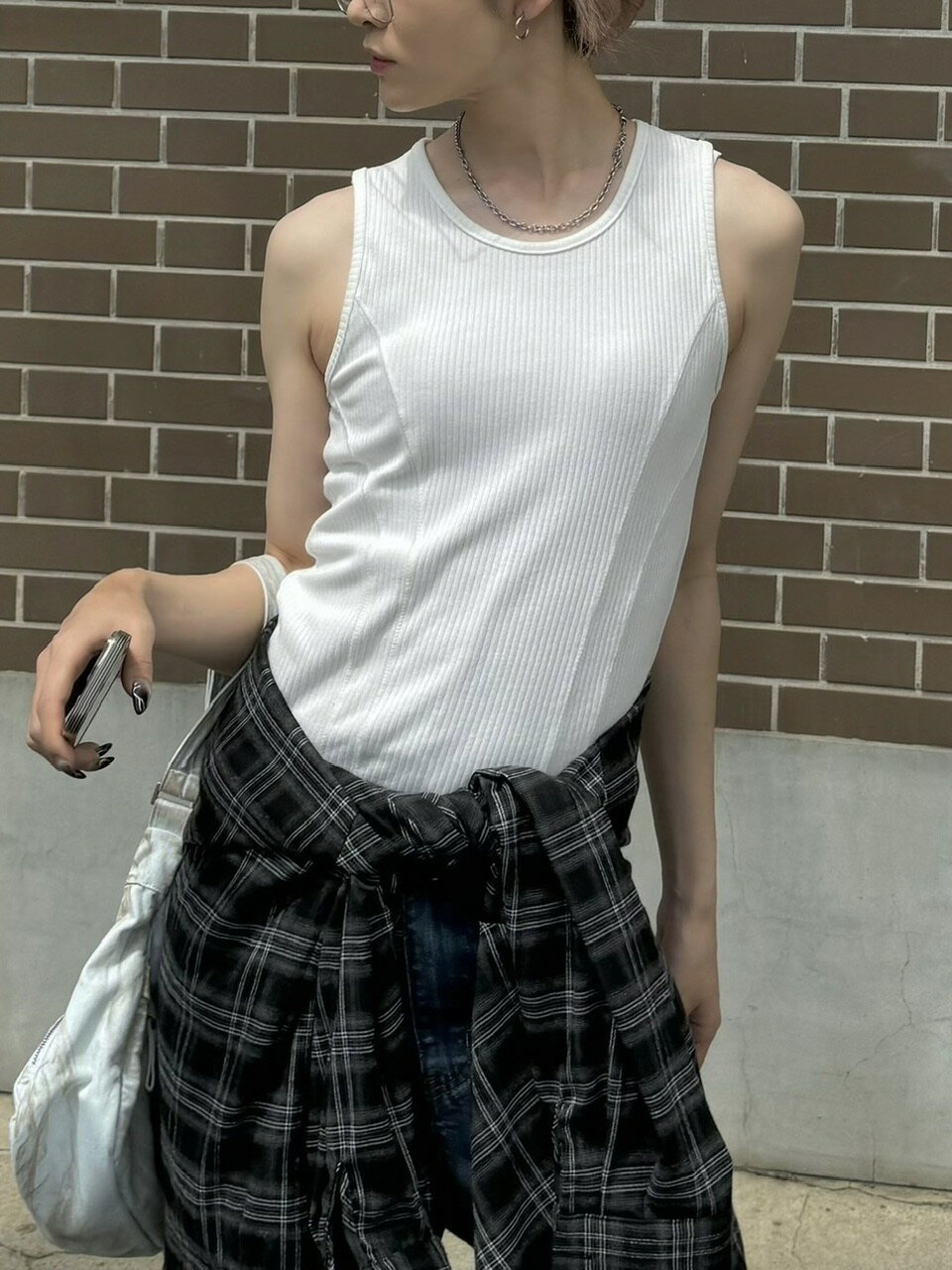 正規品【Chikashitsu + stitch rib sleeveless (3color)Chikashitsu + チカシツプラス チカシツ チカプラ ...