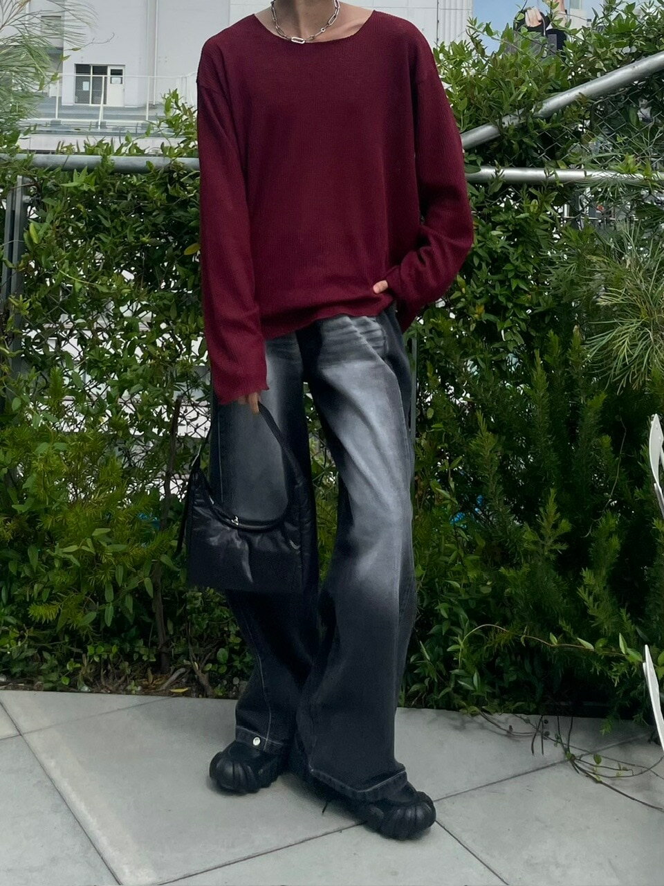 乐天商城 - 【Chikashitsu +】wide neck light knit (4color)