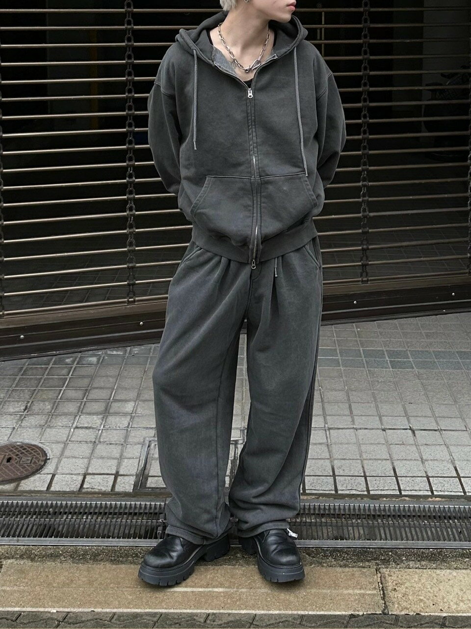 乐天商城 - 【Chikashitsu +】unisex pigment wash string sweat pants (4color)