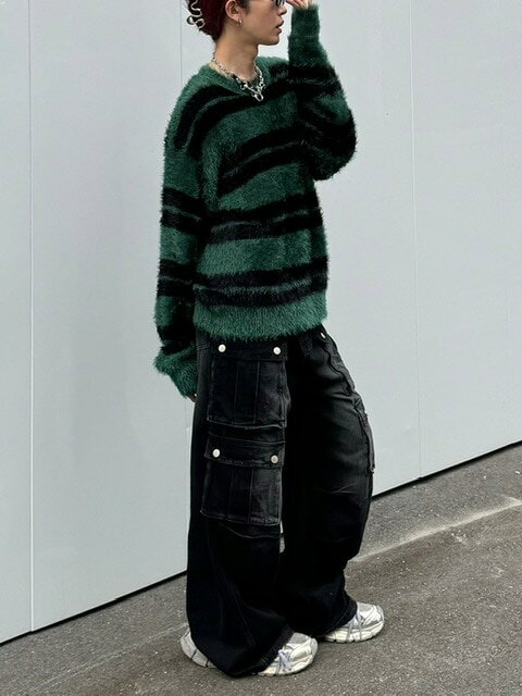 ��Chikashitsu +��hairy border knit (3color)