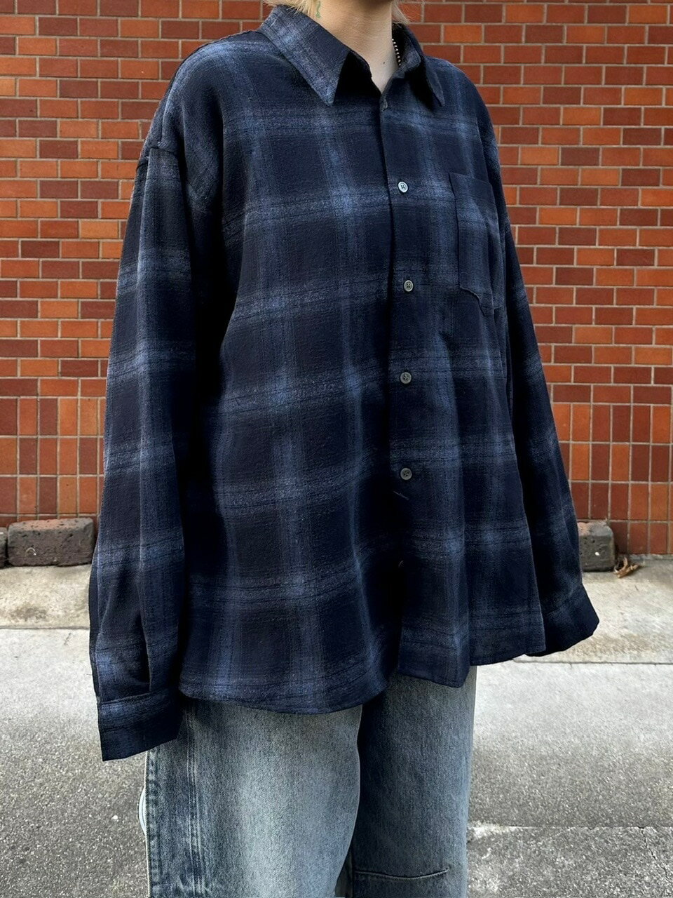 ��������Chikashitsu +��pigment over check shirt