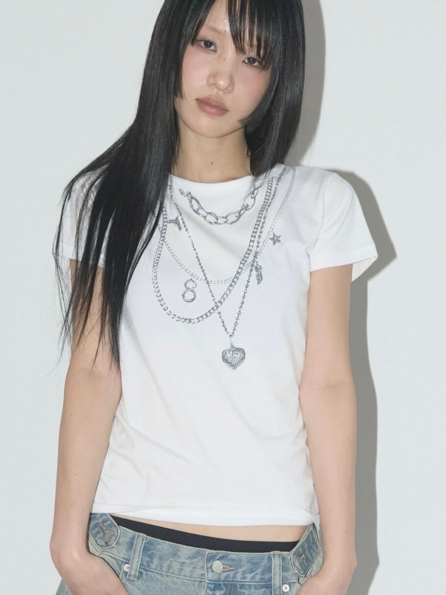 正規品【FANCY CLUB】DUAL CHARM NECKLACE TEE