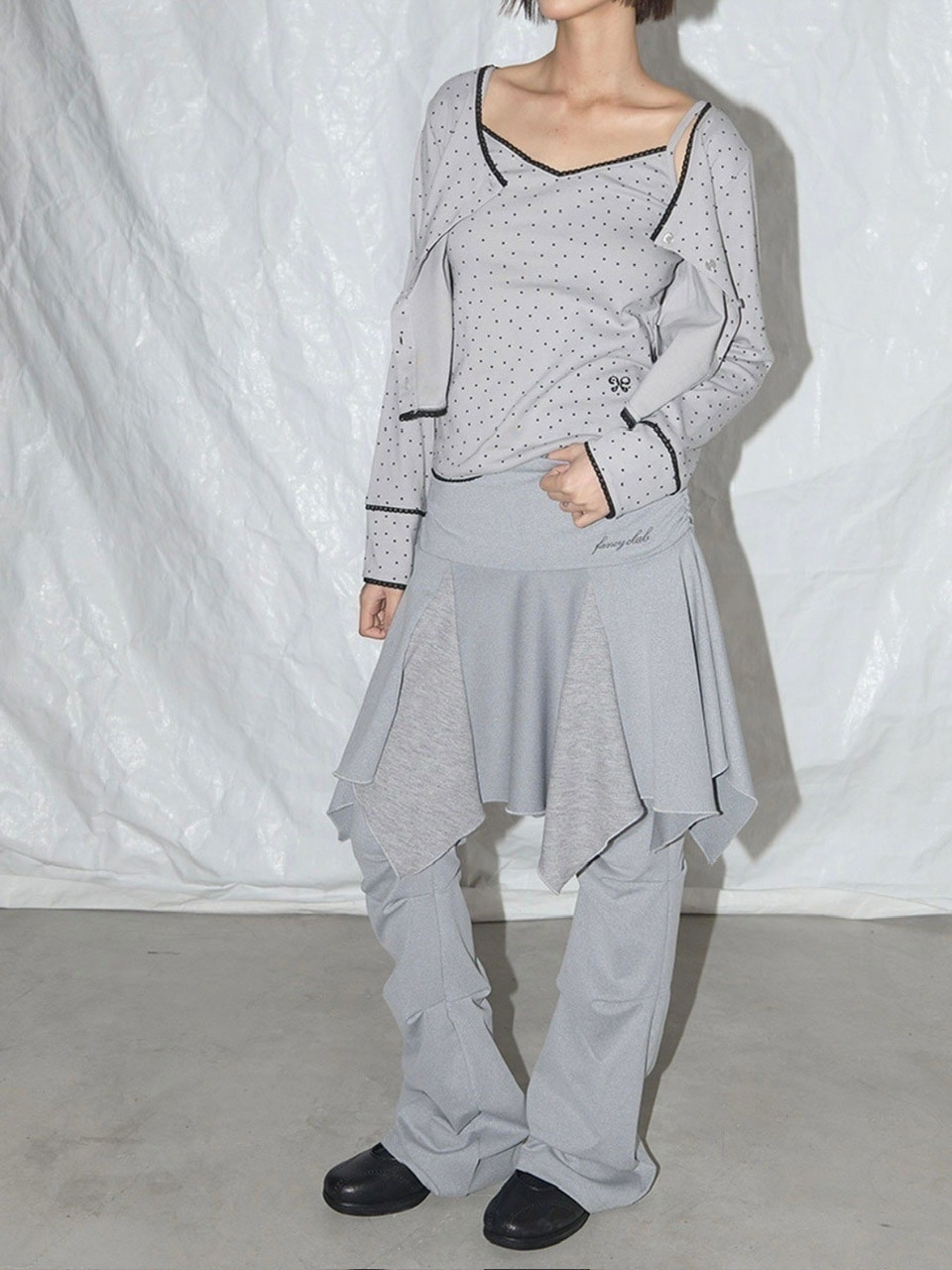 FANCY CLUBUNBALANCE SKIRT LAYERED PINTUCK PANTS