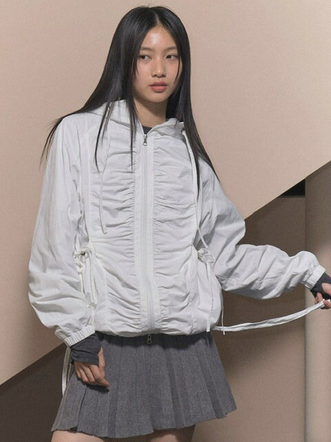 乐天商城 - 正規品【FANCY CLUB RIBBON SHIRRING WINDBREAKER】ナイロンジャケット 羽織り シャーリングジャケット ウィンドブレーカー スポーティー ガーリー アウトドア 秋 冬