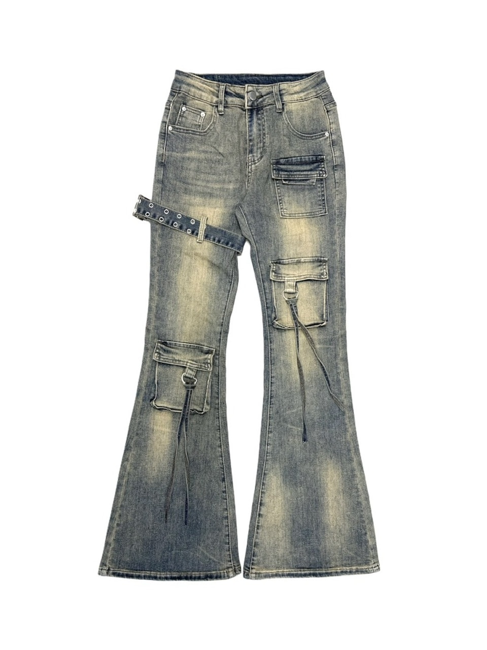 乐天商城 - 受注制【XU DOG】belt pocket flare denim pants (2color)
