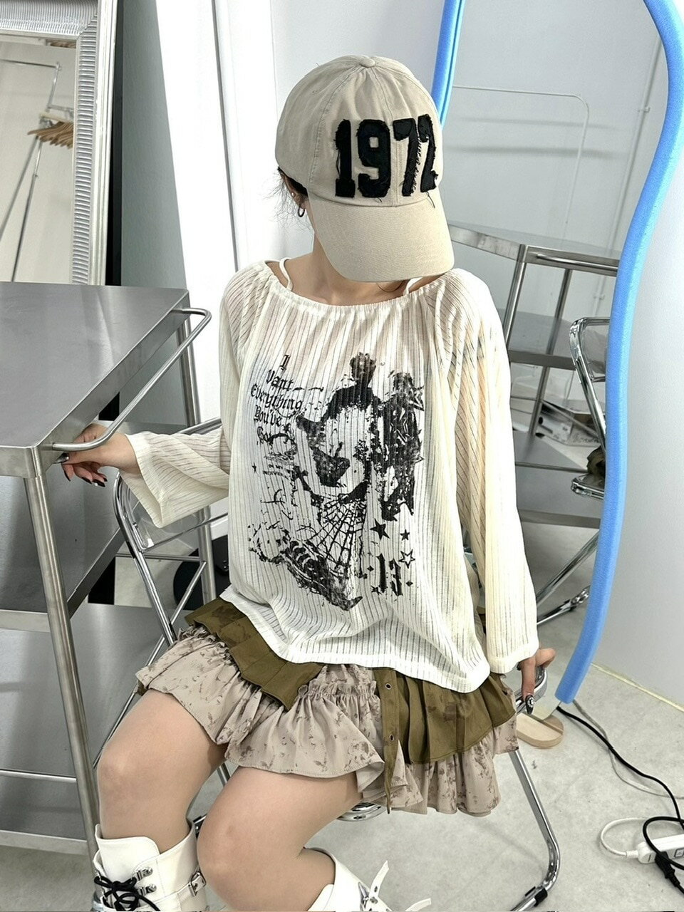 乐天商城 - 受注制【XU DOG】off shoulder mesh tops (2color)