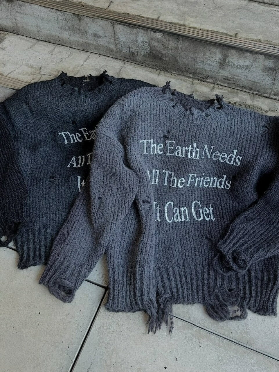 受注制【XU DOG】logo damage knit