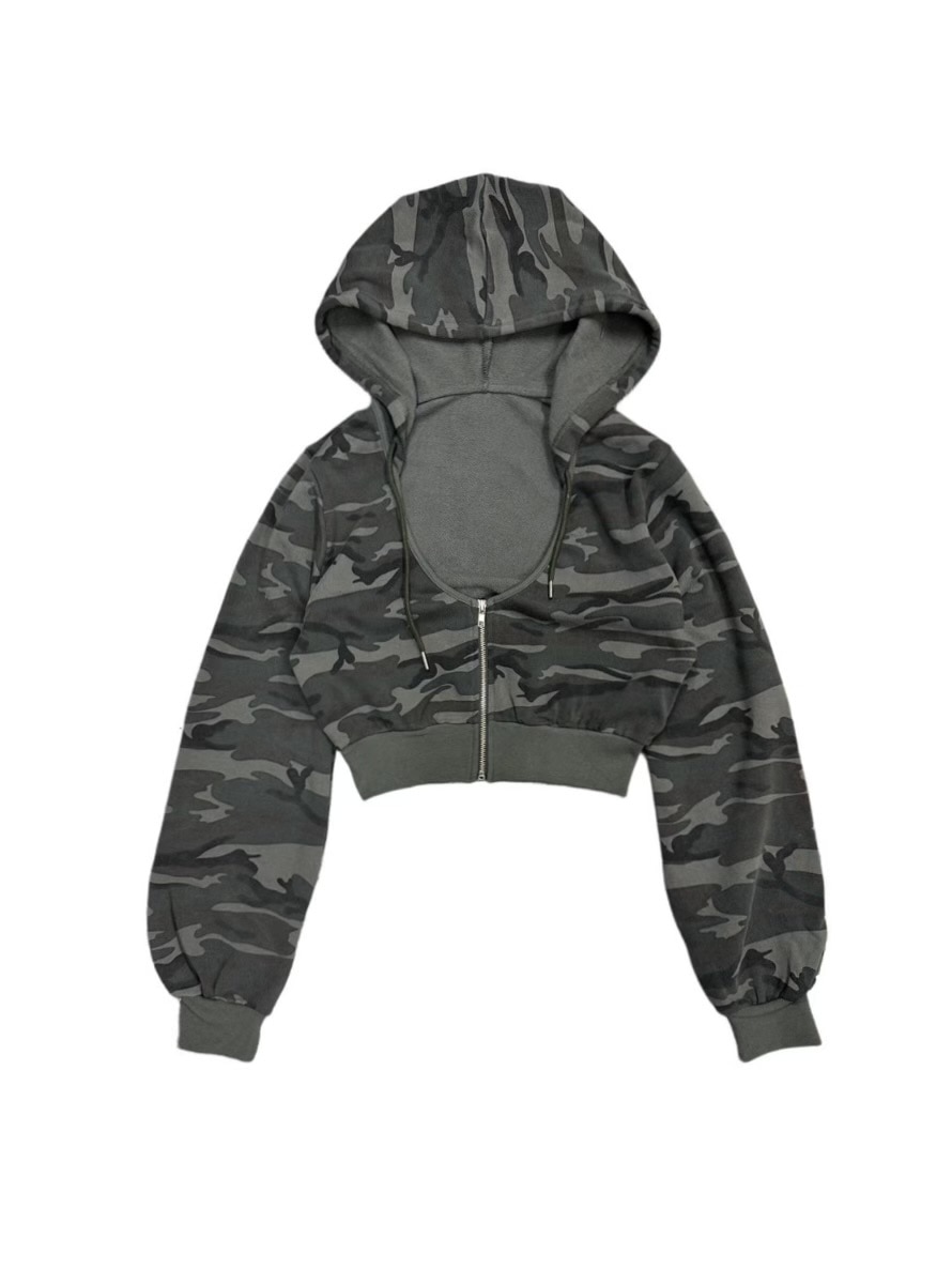 乐天商城 - 受注制【XU DOG】camouflage crop hoodie (2color)