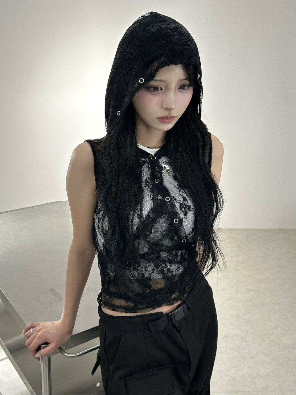 乐天商城 - 受注制【XU DOG】ribbon lace hoodie (2color)