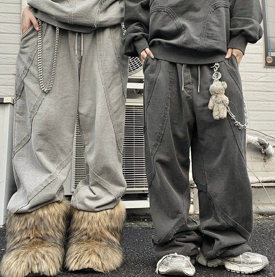 Rakuten - 正規品【XU set up design pigment pants (2color)】ストリートファッション XU エックスユー set up design pigment pants ピグメント スウェットパンツ ジョガーパンツ オーバーサイズ ワイドパンツ 韓国ファッション 韓国ストリート