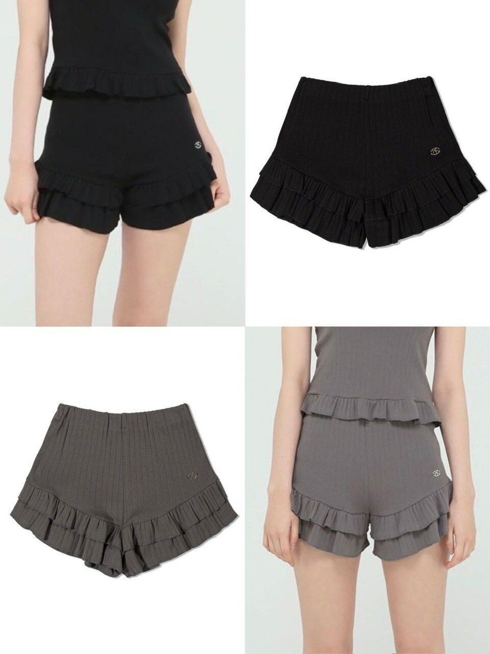 【SALE】正規品 【Uglyshadow US RUFFLE SHORTS】ショートパンツ ラッフルパンツ ショート丈 ロゴマーク ワンポイント 韓国ブランド 韓国ストリート Y2K