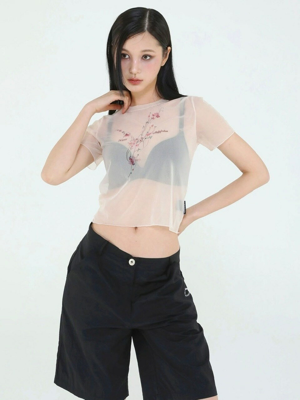 乐天商城 - 正規品 【Uglyshadow NARR TATTOO MASH T-SHIRT - 2】半袖トップス シースルートップス 半袖Tシャツ 韓国ファッション