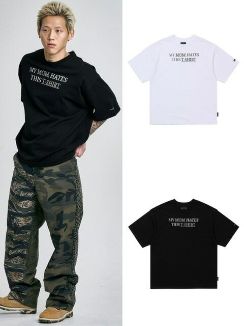 正規品【AJOBYAJO My Mom Hates This T-Shirt】半袖トップス 半袖Tシャツ プリントTシャツ メッセージTシャツ オーバーサイズ ユニセックス ストリートファッシファッション