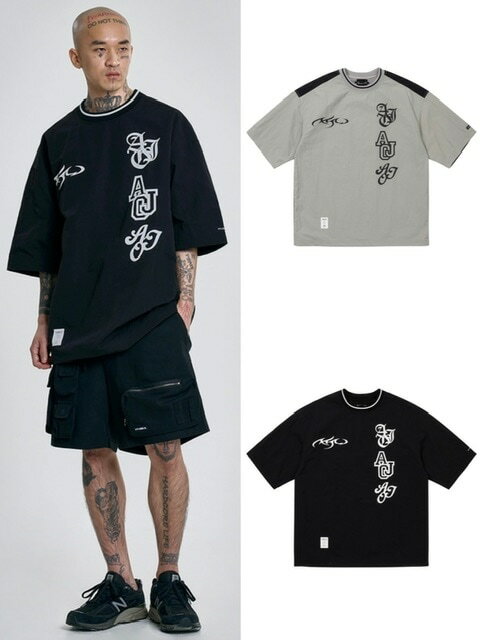 乐天商城 - 正規品【AJOBYAJO Total Logo Nylon T-Shirt】半袖トップス 半袖Tシャツ ロゴTシャツ プリントTシャツ ユニセックス オーバーサイズ ストリートファッシファッション