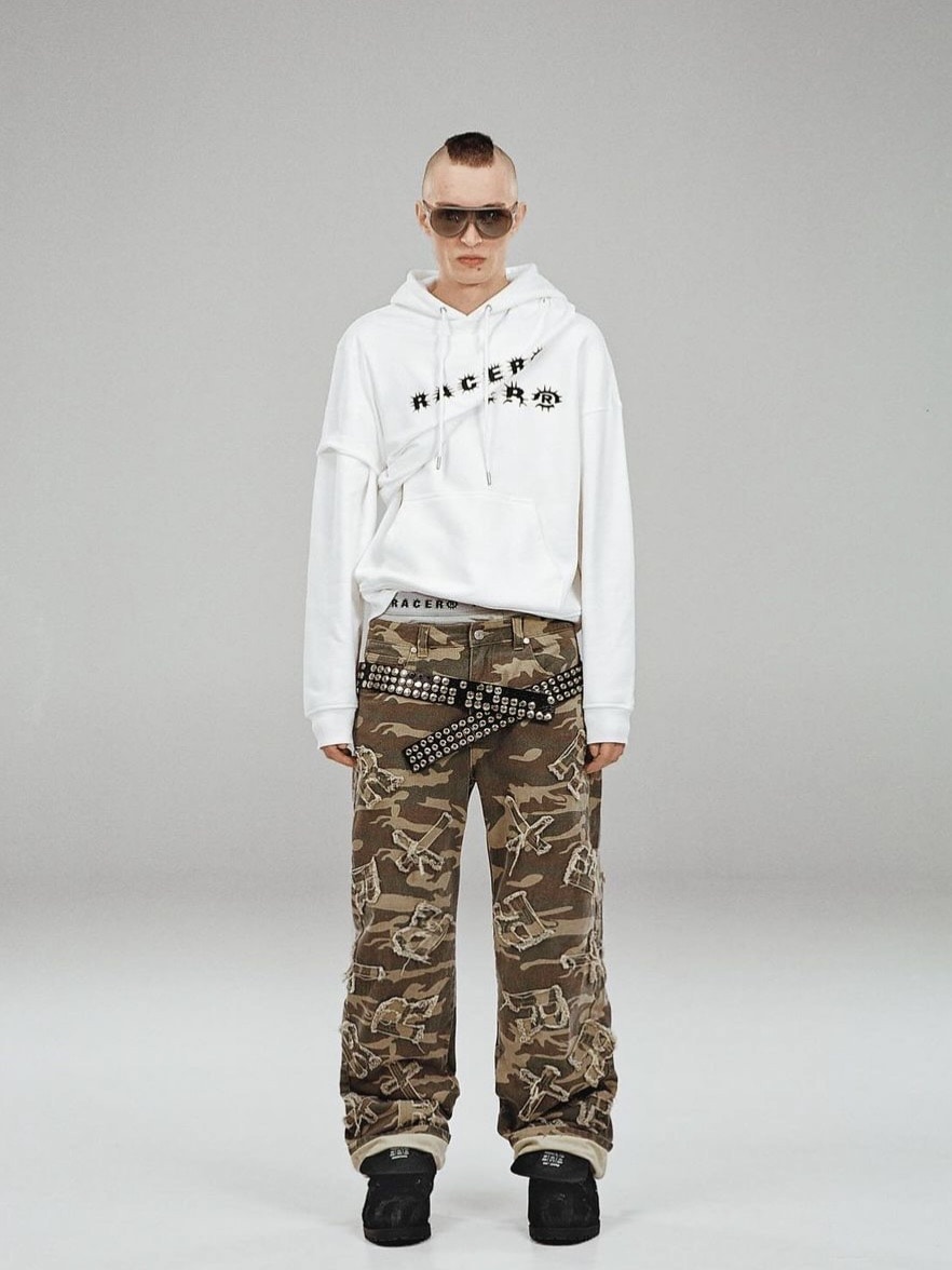 �����ʡ�RACER WORLDWIDE Spike Text Hoodie�ۥա��ǥ��� �ѡ����� �ץ륪���С� �����С������� ��˥��å��� ���ȥ꡼�ȥե��å�...