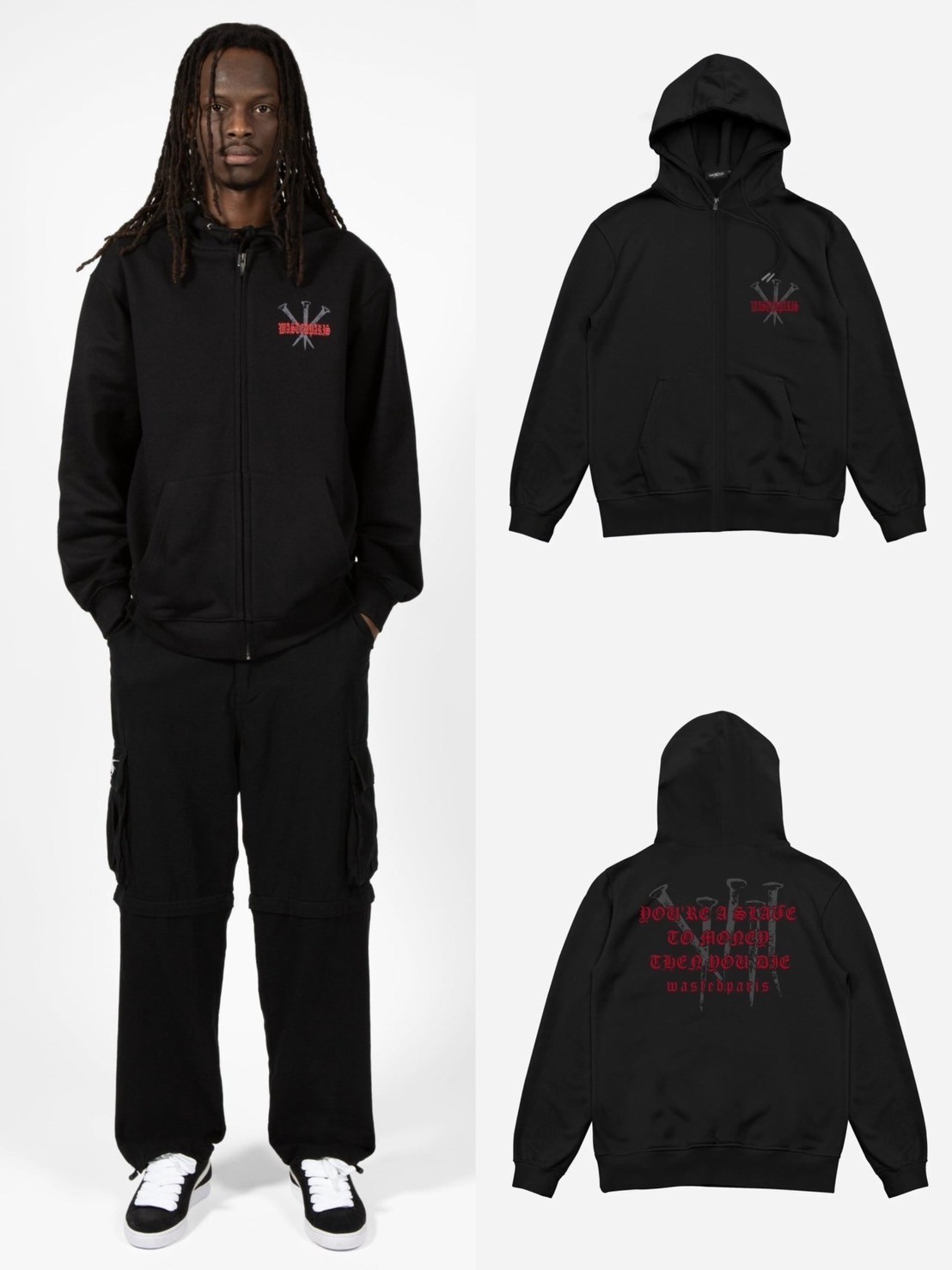�����ʡ�WASTED PARIS HOODIE ZIP STAKE�ۥ��åץѡ����� �ץ륪���С� ���åץա��ǥ��� ��˥��å��� �����С������� ���ȥ꡼�ȥե�...