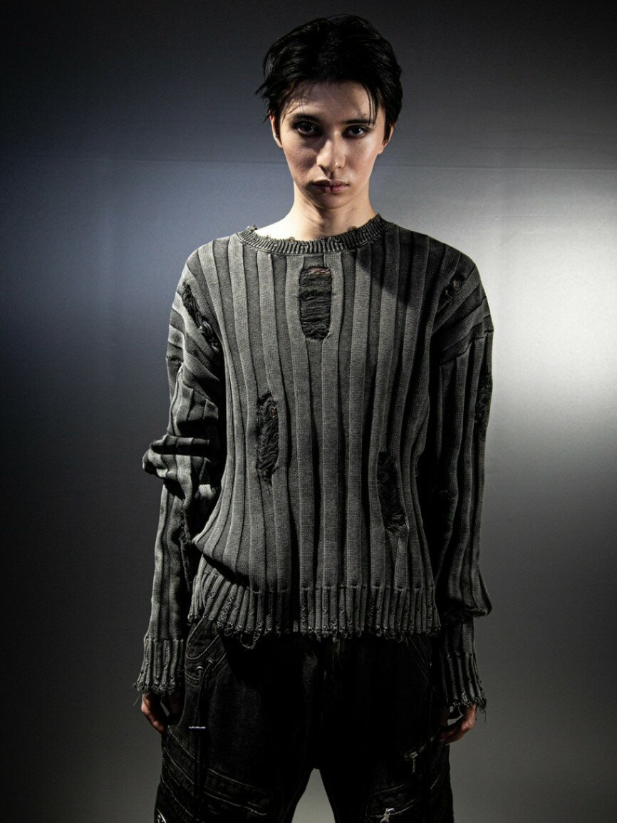 正規品【DIG YOUR OWN GRAVE PIGMENT DAMAGE KNIT】ストリートブランド DYOG ディーワイオージー PIGMENT DAMA...