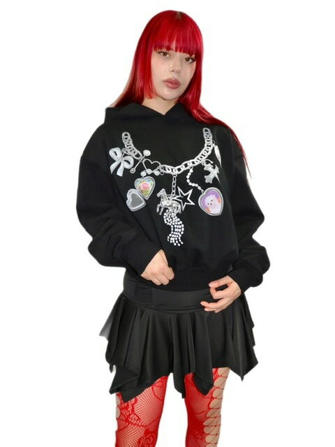 【SALE】正規品【HURJABOYACC Puppy necklace hoodie】長袖トップス パーカー フーディー プルオーバー..