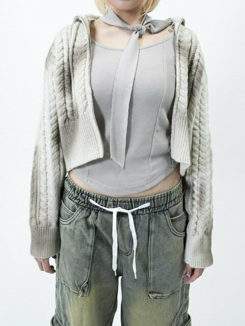 受注制【nmtc +】cropped design zip up knit (2color)
