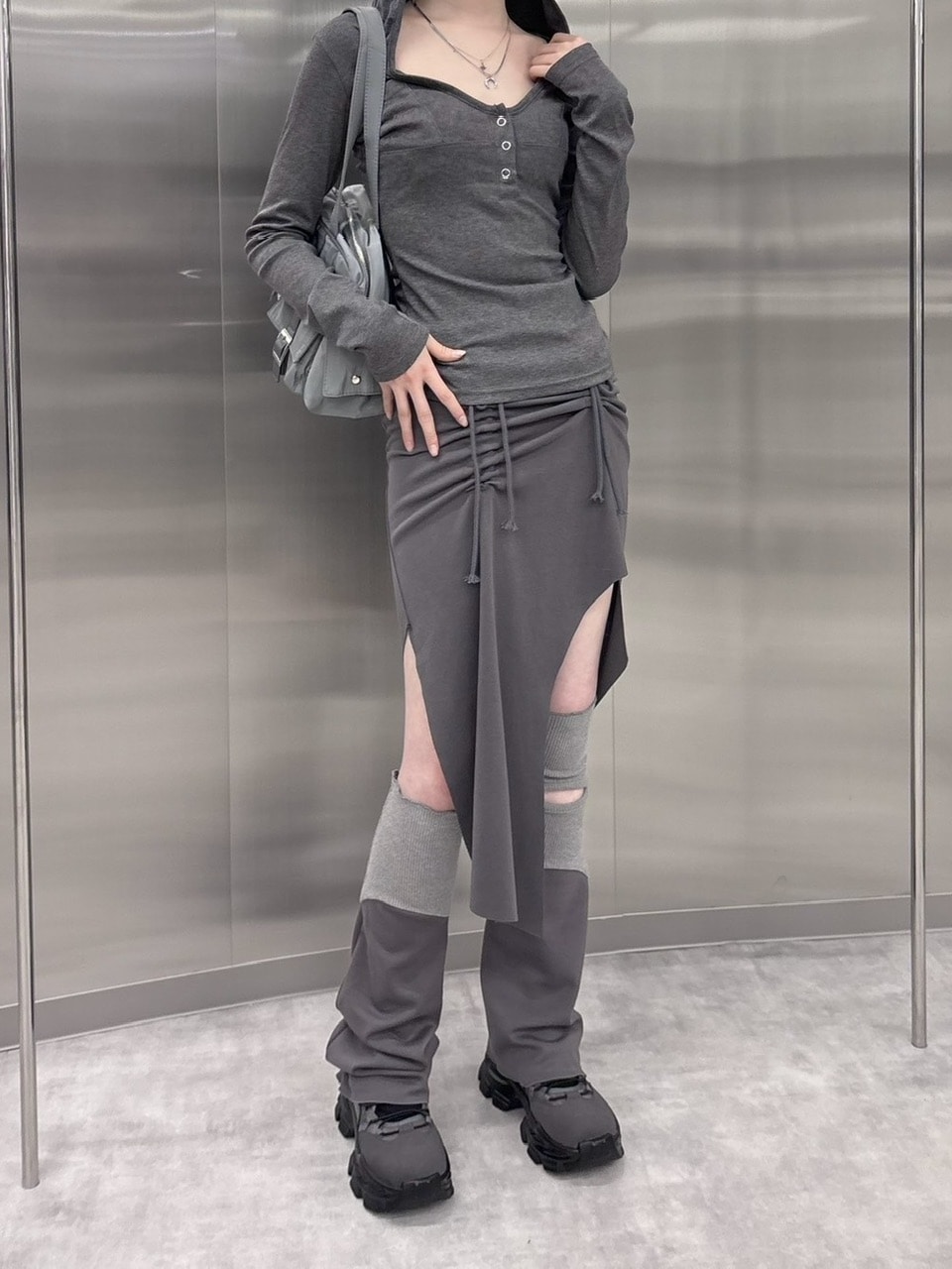 Rakuten - 受注制【nmtc +】slit gather long skirt (2color)